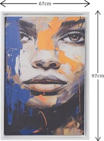 Quadro su tela con cornice moderno 67x97 cm con ritratto di donna colorato