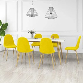 Sedie Da Pranzo 6 Pz Giallo Senape İn Velluto /