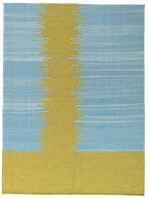 Kilim Tappeto 190x140 Giallo (Iran) Tessuto A Mano