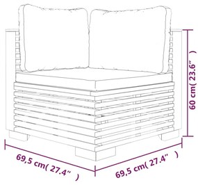 Set Divani da Giardino 7 pz con Cuscini Legno Massello di Teak