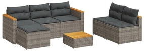 Set divano giardino 5 pz con cuscini grigio polyrattan acacia