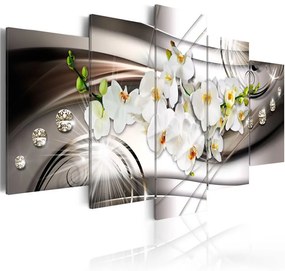 Quadro Orchidea con diamanti  Colore Nero, Dimensioni e Misure 100x50