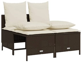 Set divano da giardino 5 pz con cuscini marrone in polyrattan