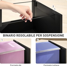 Cassettiera Portadocumenti a 4 Cassetti 40x40x131 cm 2 Serrature in Legno Nero...
