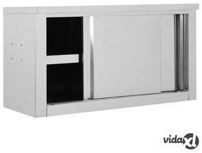 vidaXL Armadio da Cucina con Ante Scorrevoli 90x40x50cm Acciaio Inox