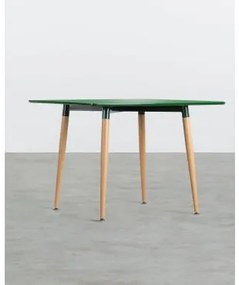 Tavolo da Pranzo Quadrato in Metallo e Legno (100x100 cm) Skaule - The Masie