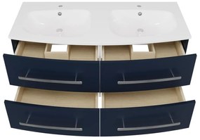 Mobile da bagno sospeso sotto lavabo L 121 x H 53.7 x P 47 cm blu laccato opaco, 4 cassetti SENSEA Perla