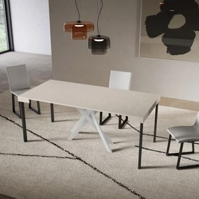 Consolle allungabile Libo - Cashmere gambe bianche 90x40/300 cm