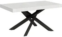 Tavolo da Pranzo Volantis 90x160 Allungato 90x264 in Nobilitato e Ferro Colore: Bianco Frassinato