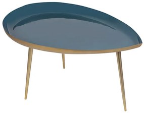 Tavolino basso design in acciaio laccato blu petrolio DROP