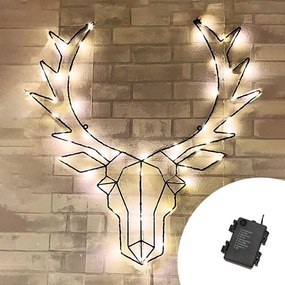 Testa di Renna luminosa da parete 50 Led luce decorativa 58cm Bianco Caldo a batteria Wisdom