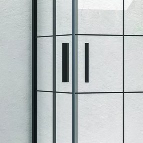 Box doccia 70x70 telaio nero vetro quadrati neri NICO-B1000 - KAMALU