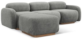 Divano angolare componibile grigio con rivestimento in bouclé Ailani – Makamii