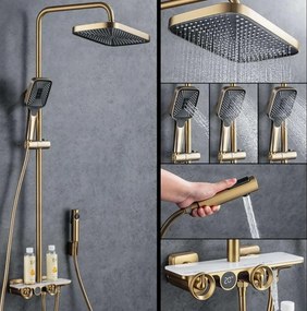 Sistema doccia esterno ELT1104 termostatico digitale a 4 uscite, grigio canna di fucile — Oro - bianco