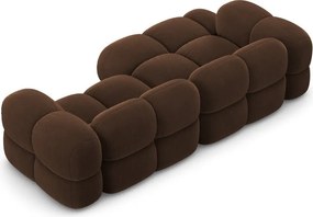 Divano angolare marrone scuro (con penisola a sinistra/con chaise lounge) con rivestimento in velluto Loretto – Cosmopolitan Design