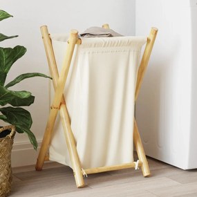 Cesto Per Biancheria Bianco Crema 41,5x36x63,5 Cm İn Bambù /