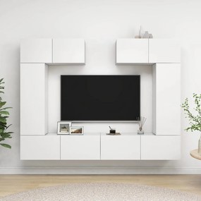 Set Di Mobili Porta Tv 6 Pz Bianco İn Legno Multistrato /