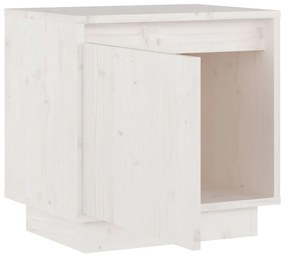 Comodino bianco 40x30x40 cm in legno massello di pino