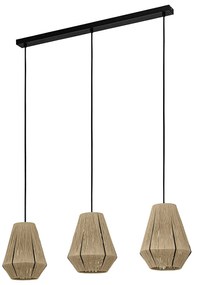 Lampadario A Sospensione Vintage Alderney Acciaio Nero 3 Luci E27