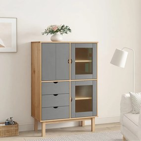 Credenza Otta Marrone E Grigio 85x43x125 Cm İn Legno Di Pino /
