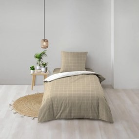 Set copripiumino e federa bianco/beige in cotone per letto singolo 140x200 cm Cadria – douceur d'intérieur