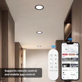 Immax NEO 07296L - Downlight LED dimmerabile da incasso / LED 12W / 230V / Wi-Fi / Ø 12 cm / nero