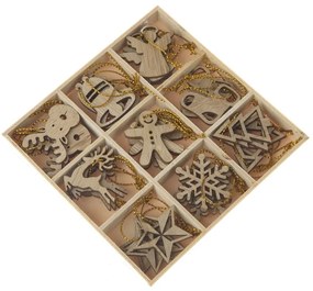 Decorazioni per albero di natale in set in legno 36 pz ø 3,5 cm Natur – Dakls