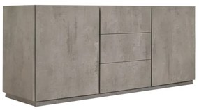 Credenza FAVIGNANA in legno, finitura in grigio cemento, piano effetto marmo statuario, 200&#215;50 cm