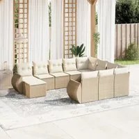 Set Divani da Giardino 11 pz con Cuscini Beige in Polyrattan 3257521