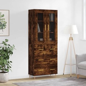 Credenza Rovere Fumo  69,5x34x180 Cm İn Legno Multistrato /