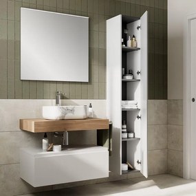 Colonna Step L30 H180 P32 1 anta reversibile a chiusura ammortizzata, bianco opaco