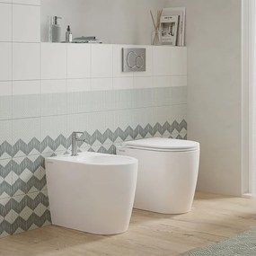 Coppia sanitari filomuro scarico a parete Vogue bianco WC: P 51 x L 37 x H 41 cm, bidet: P 51 x L 37 x H 41 cm