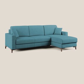 Kafka divano letto angolare in morbido tessuto impermeabile T02 azzurro