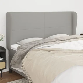 Testiera Ad Orecchio Grigio Chiaro 163x23x118/128 Cm İn Tessuto /