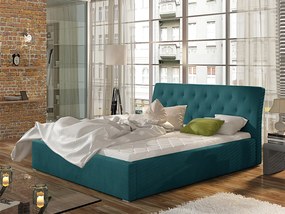 Letto matrimoniale con box contenitore Taiwan - 180 x 200 cm , Tessuto azzurro turchese