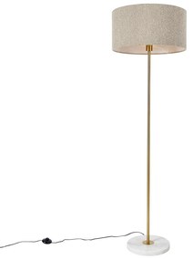 Lampada da terra moderna ottone con paralume bouclè tortora 50cm - Kaso