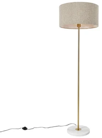 Lampada da terra moderna ottone con paralume bouclè tortora 50cm - Kaso