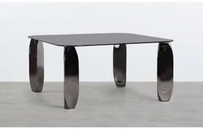 Tavolo da Pranzo Quadrato in Vetro Temperato (150x150 cm) Iris Nero - The Masie