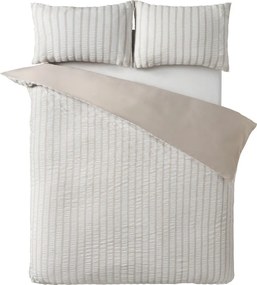 Set copripiumino e federa beige per letto singolo 135x200 cm So Soft Seersucker Stripe – Catherine Lansfield