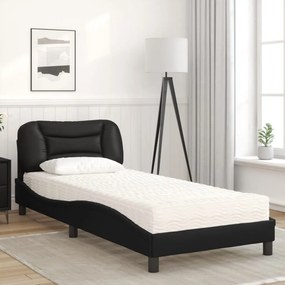 Letto con materasso nero 90x190 cm in similpelle