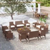 Set Divani da Giardino 16 pz con Cuscini in Polyrattan Marrone cod mxl 39136