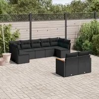 Set Divani da Giardino 9 pz con Cuscini Nero in Polyrattancod mxl 90567