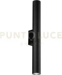 Applique a parete lord nera in acciaio e alluminio 2 luci attacco g...