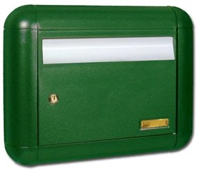 Cassetta postale ALUBOX  Neve formato rivista in alluminio verde opaco L 47 x P 12 x H 39.5 cm