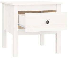 Tavolino Bianco 50x50x49 cm Legno Massello di Pino