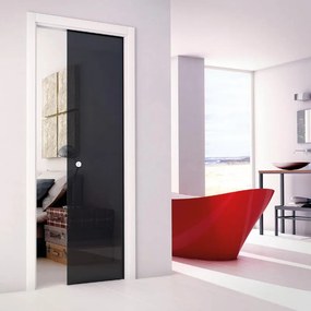 Porta scorrevole Secret nero L 73 x H 212 cm reversibile