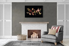 Quadro su tela – Uccellino con motivo folk