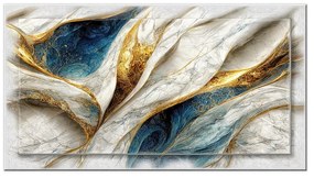 Stampa incorniciata su tela Fluid gold blue multicolore 135 x 75 cm