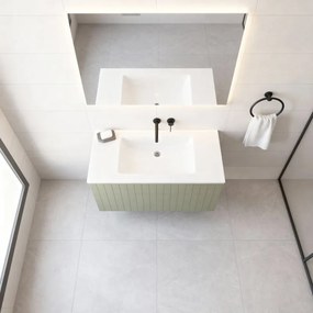 Mobile da bagno sospeso sotto lavabo Pixel grid 1 cassetto L 60 x H 40 x P 45.5 cm verde salvia laccato opaco, con maniglia alluminio brillante
