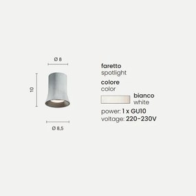 Lampada faretto da interno ROCK 8x10 cm in cemento Bianco e vetro soffiato